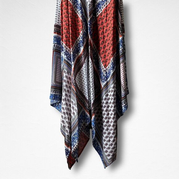 American Rag Cie Boho Patchwork Halter Spaghetti Strap Scarf Swing Dress Size XL - Picture 7 of 12